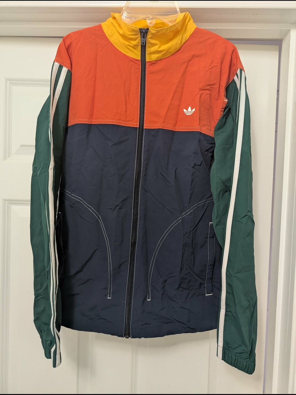 adidas Colorblock Windbreaker Jacket - Navy, Forest Green, Orange & Yellow